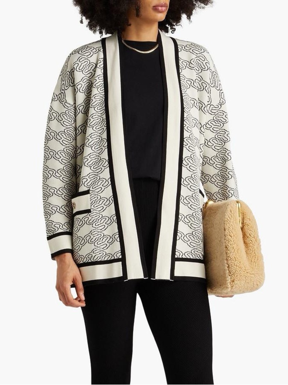 Sandro Enea Jacquard Knit Open Cardigan - Picture 2 of 8
